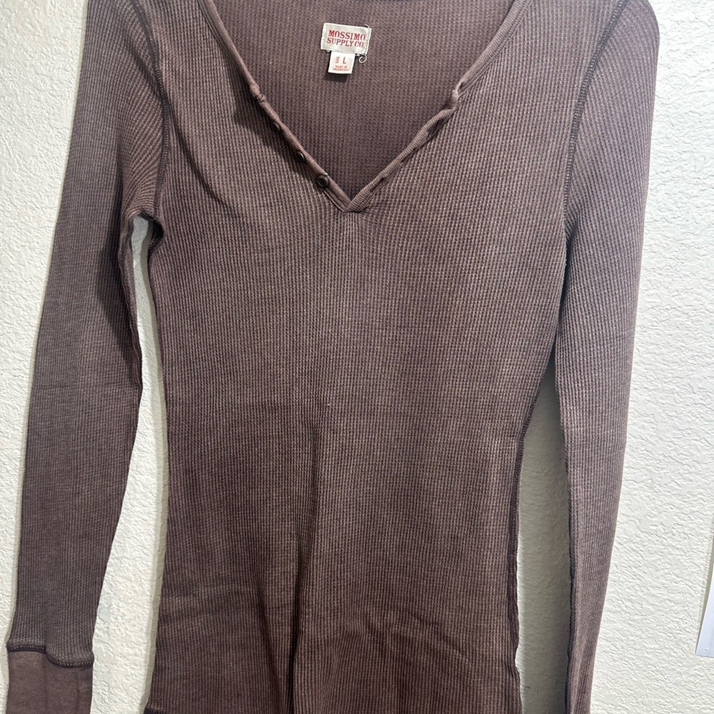 Mossimo Supply Co. Chocolate Ribbed V-Neck Top